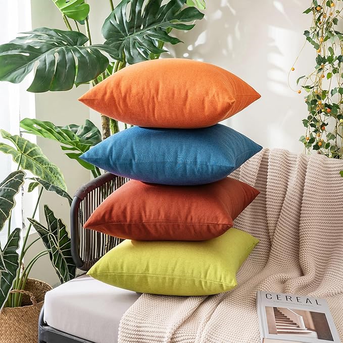 MIULEE Pack of 2 Decorative Outdoor Solid Waterproof Throw Pillow Covers Faux