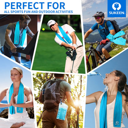 Sukeen Cooling Towels(40"x12") for Neck & Head, Soft Breathable Chilly Towel for Yoga, Golf, Gym, Camping, Running, Workout & More Activities