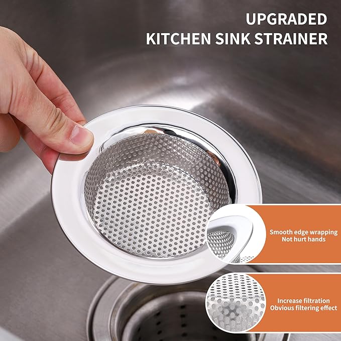 2pcs Kitchen Sink Strainer Stainless Steel, Kitchen Sink Drain Strainer