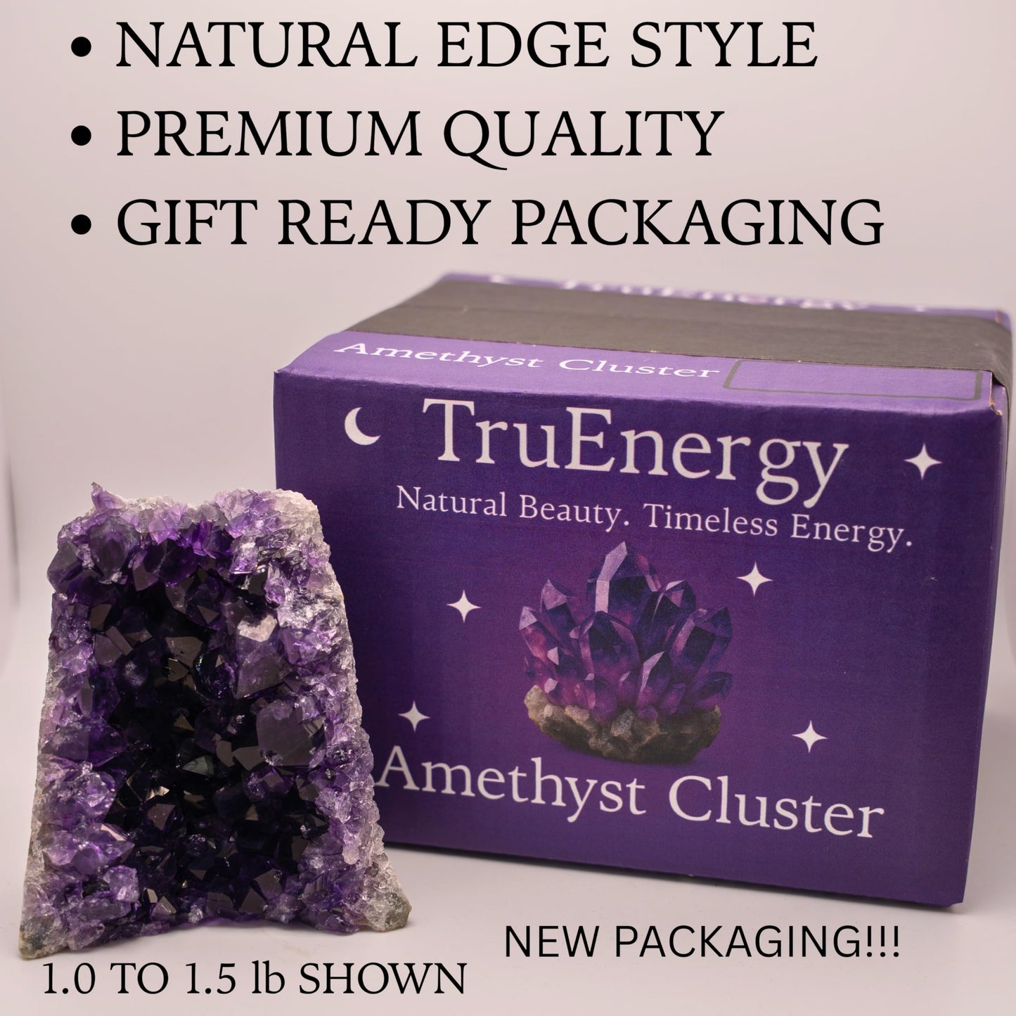 TRUENERGY Natural Amethyst Cluster Quartz Crystal – 0.5 To 1.0 lbs Grade A+ Raw Dark Purple Geode Stone from Uruguay Amatista Piedra – Great for Home Decoration, Meditation, Chakra Work, Stress Relief (0.5-1 lbs)