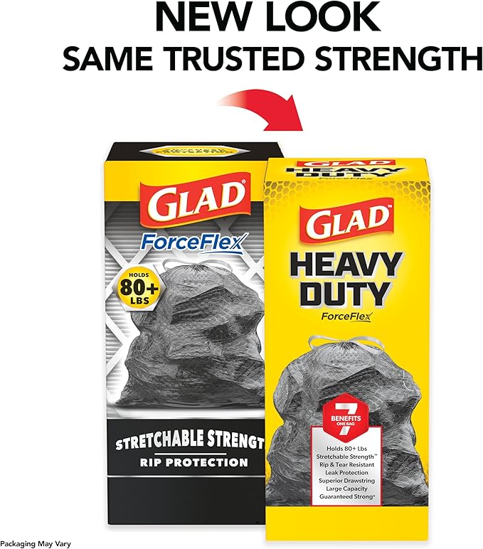 Glad ForceFlex Heavy Duty Large Trash Bags, Hold 80+ lb, 30 Gal, 25 Ct
