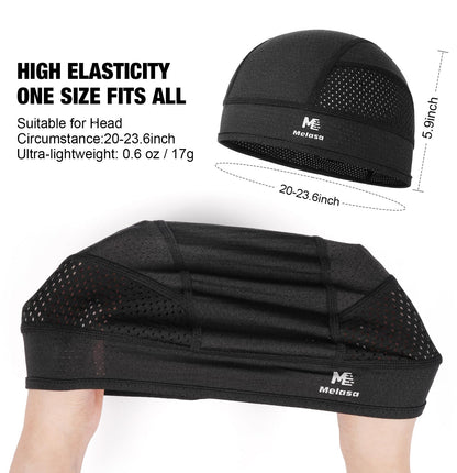 MELASA Cooling Skull Caps Helmet Liner, Lightweight Mesh Under Helmet Cycling Motorcycle Hard Hat Sweat Liner for Men Women (Black)