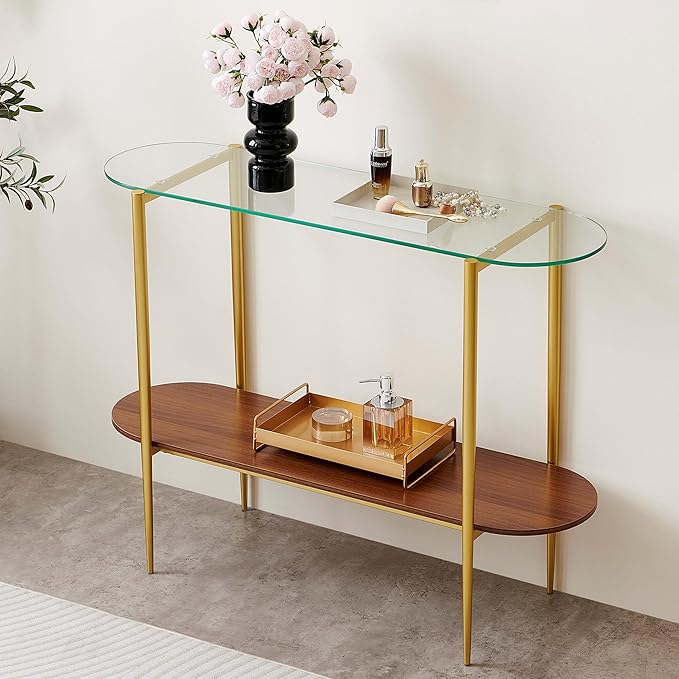 LumFurn Oval Glass Console Table