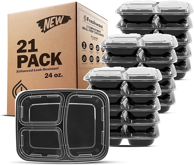 Freshware Meal Prep Containers 3 Compartment
