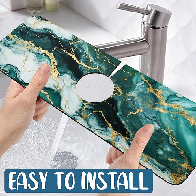 Green Marble Sink Faucet Absorbing Mat Liquid Gold Marble Super Absorbent Fast