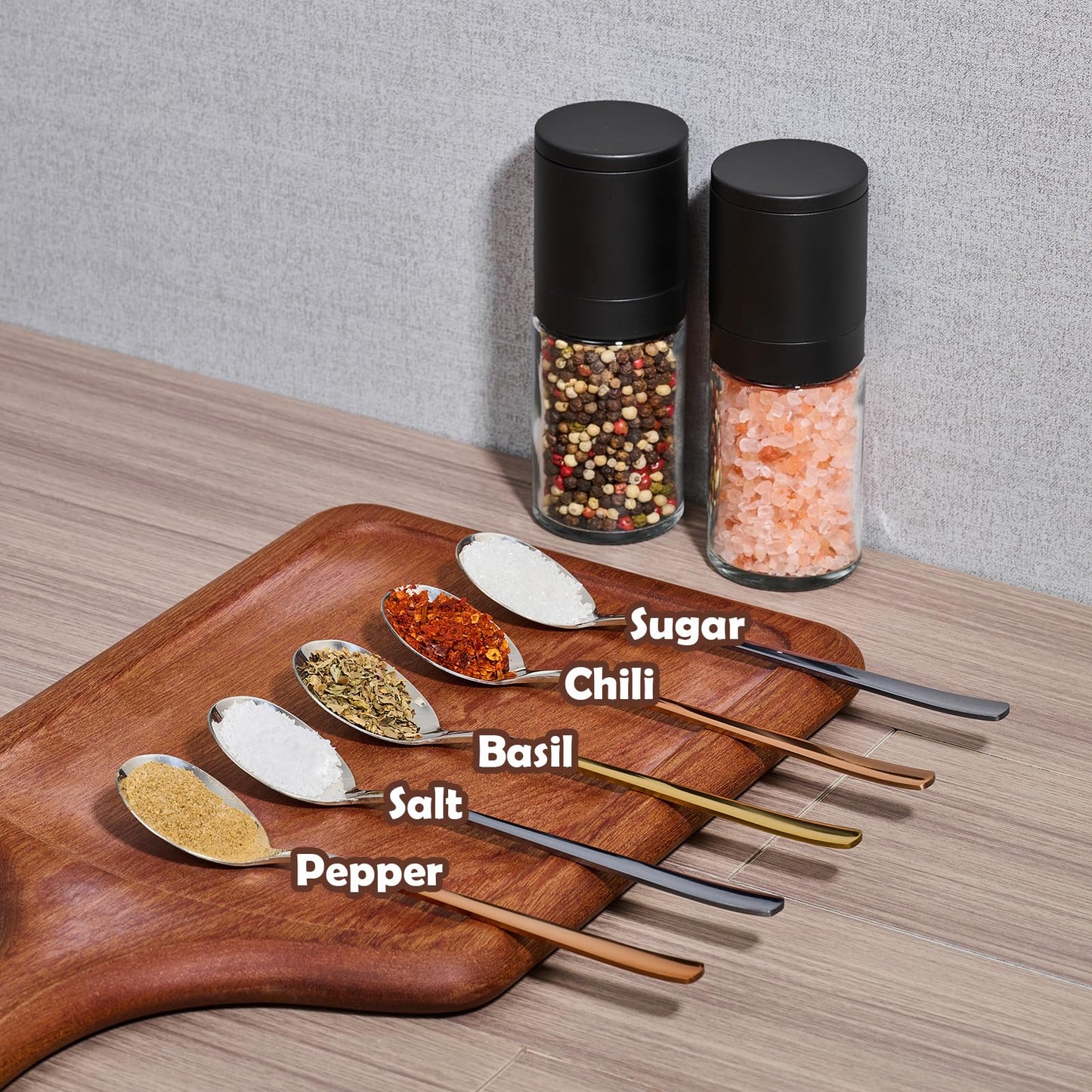 Salt and Pepper Grinder 2pcs Black Pepper Mill Refillable Manual Adjustable Coarseness Glass Material Fits in Home Kitchen Barbecue