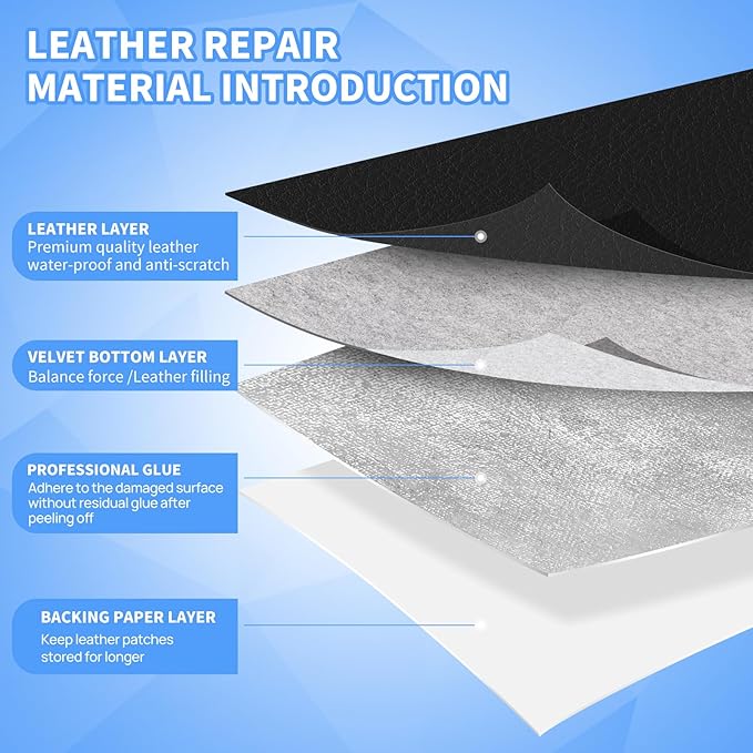 Leather Repair Patches, 17X158 Inch Self-Adhesive Leather Repair Tape, Stretch