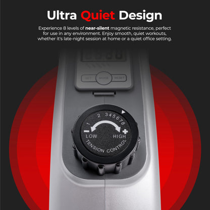 Sunny Health & Fitness Magnetic Under Desk Mini Exercise Cycle Bike, Dual Function Pedal Exerciser with Digital Monitor and Carrying Handle – SF-B020026