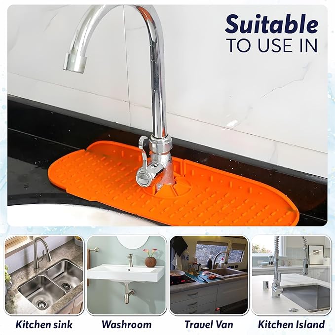 Silicone Faucet Water Catcher Mat, Soft Silicone Faucet Mat Sink Water Splash