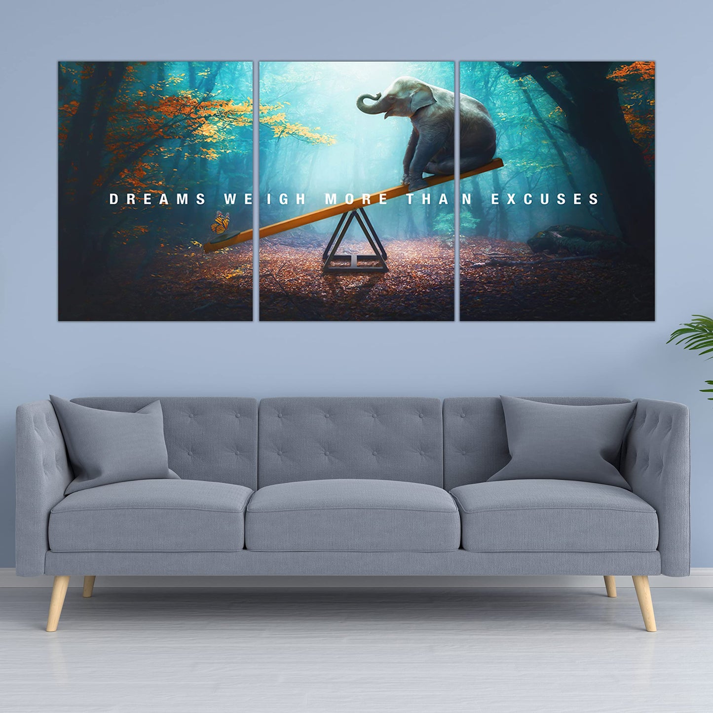 Yetaryy Motivational Poster Inspirational Wall Art 3 Pieces Canvas Painting Lion Artwork for Living Room Office Modern Home Decor Prints Pictures Wall Decor Framed Ready to Hang [36''Wx 16''H]