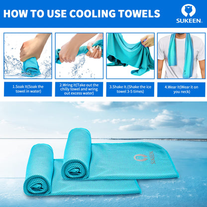 Sukeen Cooling Towels(40"x12") for Neck & Head, Soft Breathable Chilly Towel for Yoga, Golf, Gym, Camping, Running, Workout & More Activities