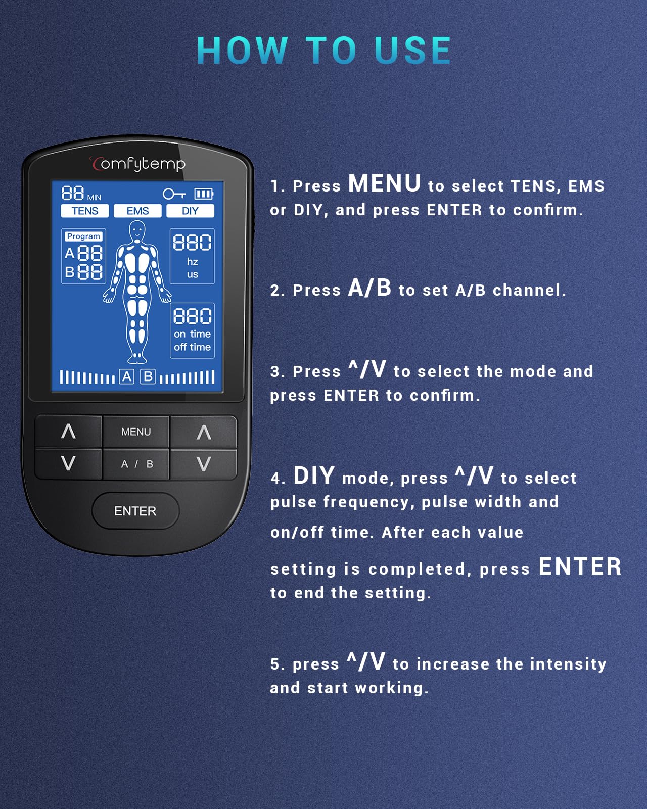 Comfytemp TENS Unit Muscle Stimulator for Pain Relief Therapy, FSA HSA Eligible TENS Machine with 24 Modes and DIY, Dual Channel EMS Unit, Pulse Muscle Massager for Back, Shoulder, Sciatica, Knee