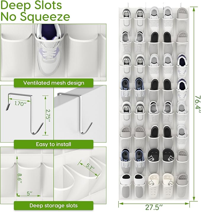 Unjumbly Over the Door Shoe Organizer