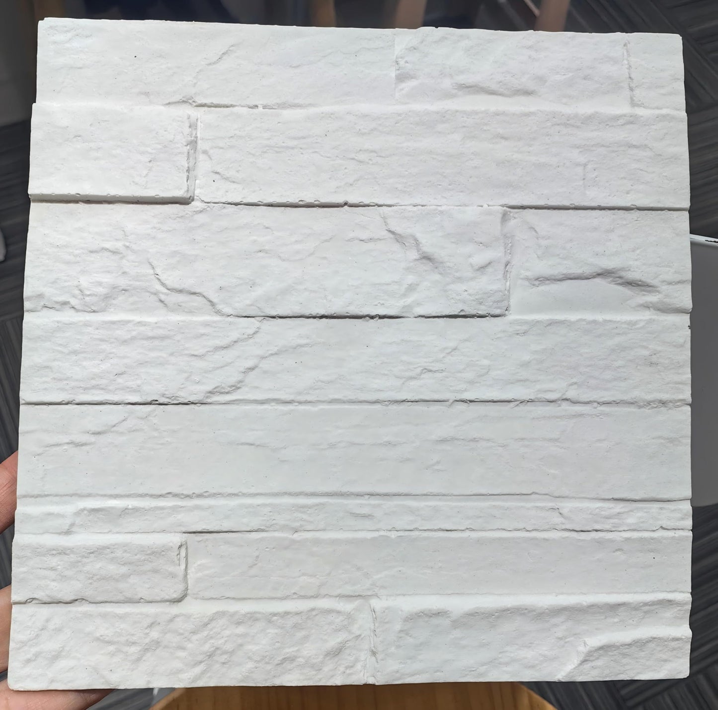 Soft Stone Wall Panels, Flexible 3D Rock Siding Panels,Thin Faux Stack Stone for Interior and Exterior Walls (White, 1 Sample)