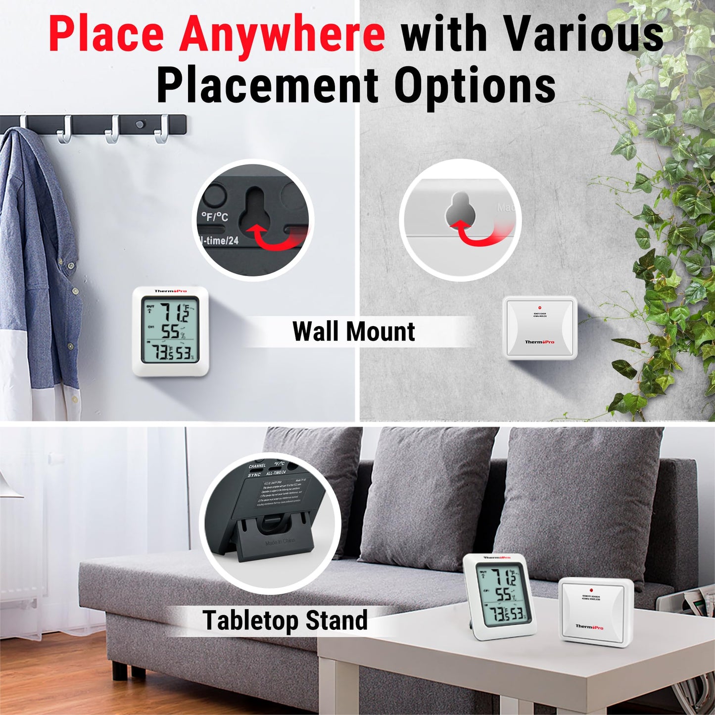 ThermoPro TP60 Digital Hygrometer Outdoor Thermometer Wireless Temperature and Humidity Gauge Monitor Room Thermometer with 500ft/150m Range Humidity Meter