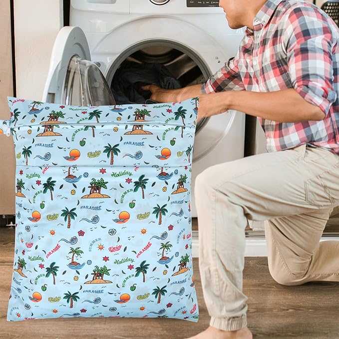 2pcs Travel Waterproof Laundry Bag, Cloth Diaper Wet Dry Bags