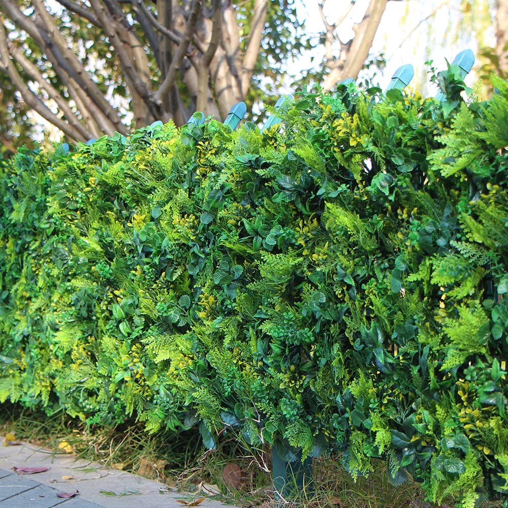 ULAND 6 Pack Artificial Boxwood Hedge Panels 20x20 Inch - UV Resistant Privacy Fence Screen, Fake Green Wall Panels for Outdoor Indoor Garden Backdrop, Backyard, Deck, Balcony Decoration A047-6