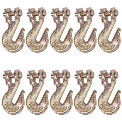 Lechansen 1/4" G80 Grab Hook, 10 Pack 1/4" Grade 80 Clevis Grab Hook Heavy Duty, G80 Tow Hook 1/4inch Chain Hook for Transport Chain, Trailer Safety Chain, Load Binder, 3,300 Lbs Working Load Limit
