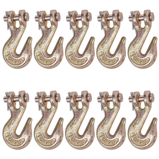 Lechansen 1/4" G80 Grab Hook, 10 Pack 1/4" Grade 80 Clevis Grab Hook Heavy Duty, G80 Tow Hook 1/4inch Chain Hook for Transport Chain, Trailer Safety Chain, Load Binder, 3,300 Lbs Working Load Limit