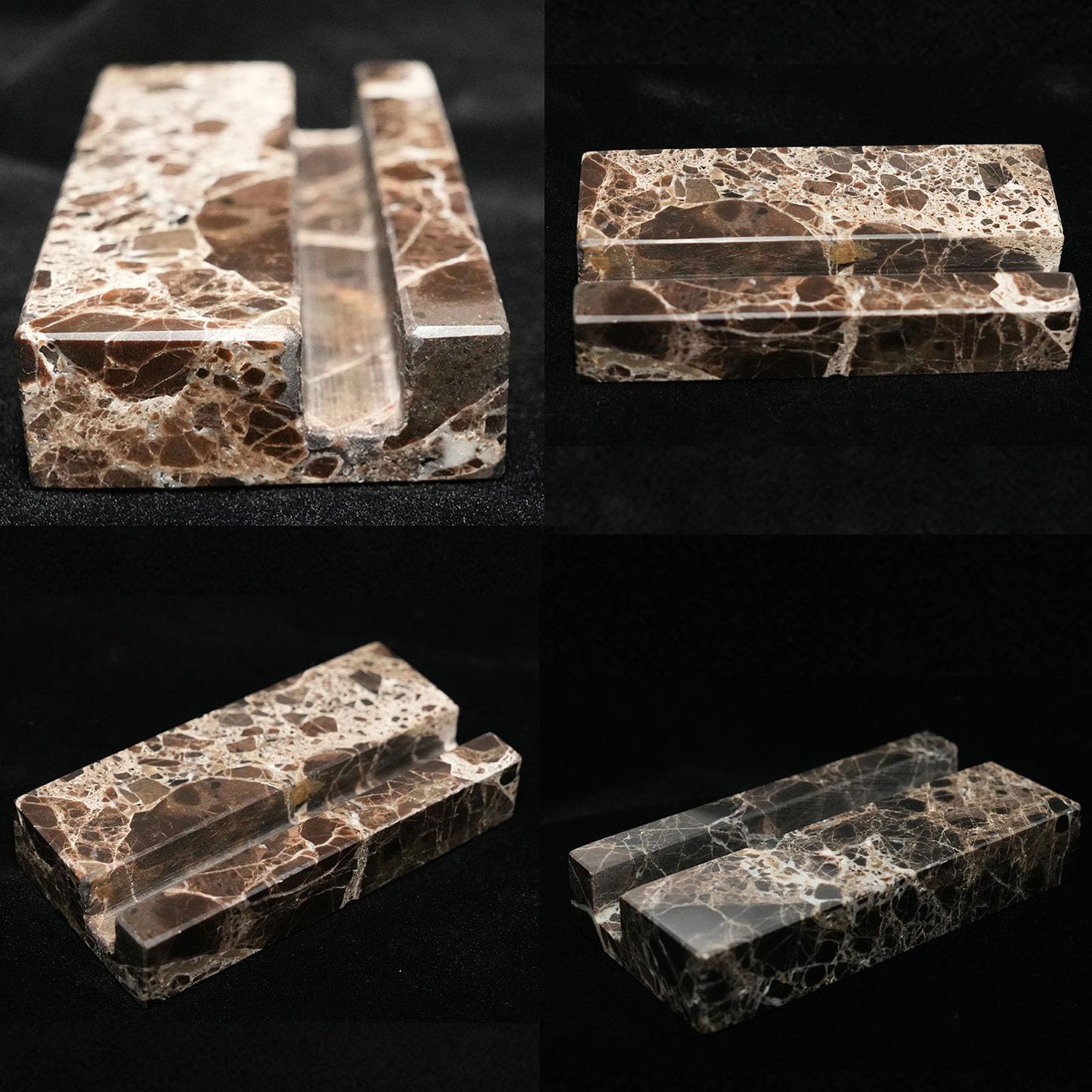 NAVISSORY Marble Business Card Holder for Desk, Brown Card Display Stand, 25 Cards Capacity (Pack of 1) (1)