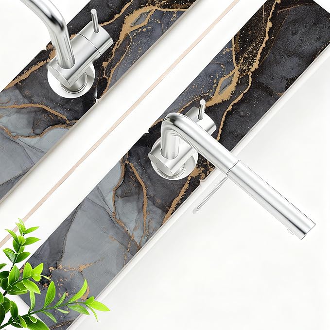 Stone Faucet Mat for Kitchen Sink, 23.6" Fast Drying Around Faucet Diatomite