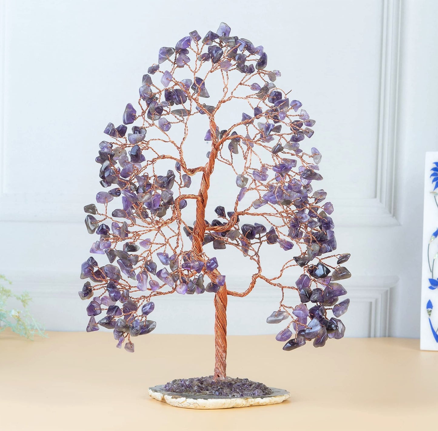 Crocon® Amethyst Crystal Tree of Life Gifts for Women, Men & Family, Gemstone Agate Slice Base Healing Chakra Feng Shui Money Spiritual Gift for mom, Wife, Sister Birthday Present Home & Room Decor