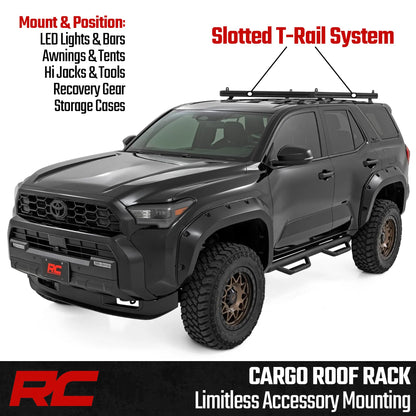 Rough Country Roof Rack System for Toyota 4Runner (2025-2026) - Aluminum Overland Cargo Carrier with T-Slot Mounting System, Adjustable Cross Bars
