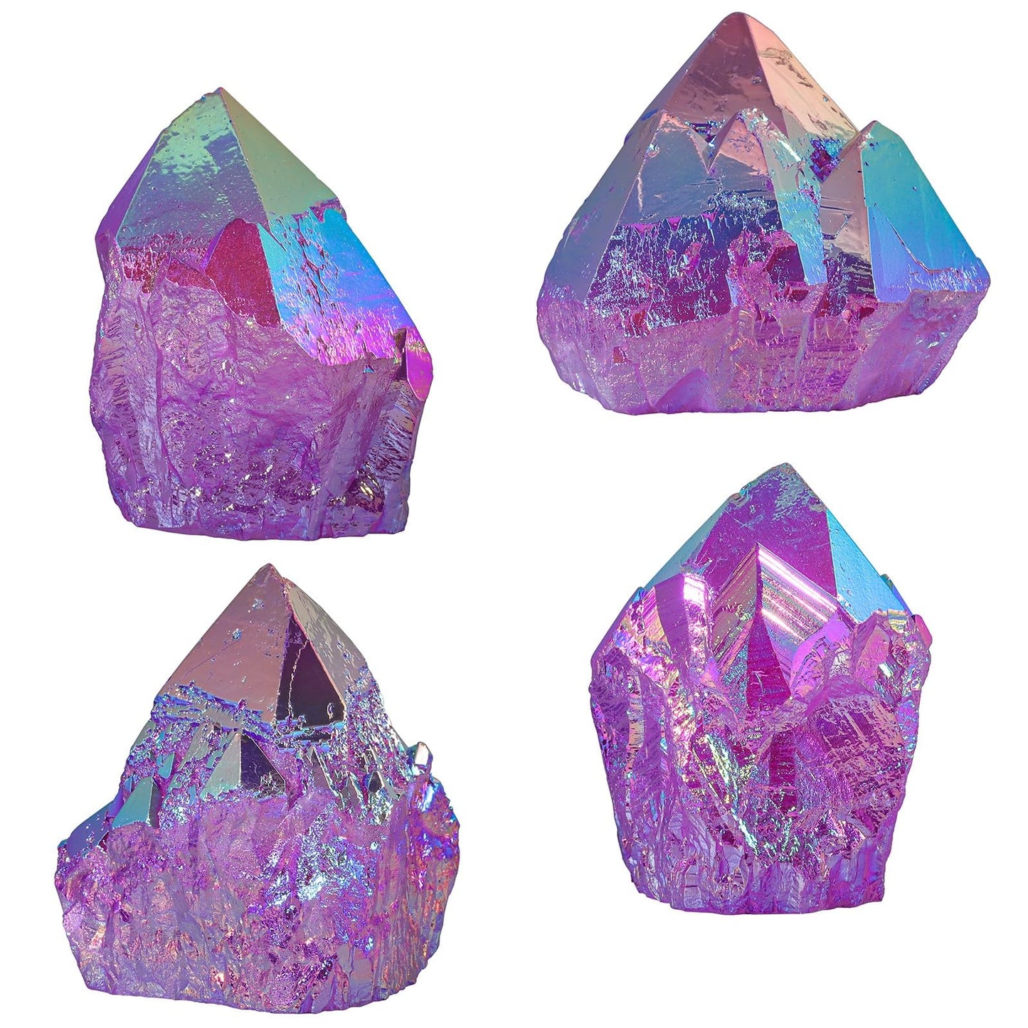 Nupuyai 1.18"-3.27" Titanium Coated Quartz Crytsal Cluster Decor for Home Office Irregular Stone Geode Specimen for Energy Protection, Purple