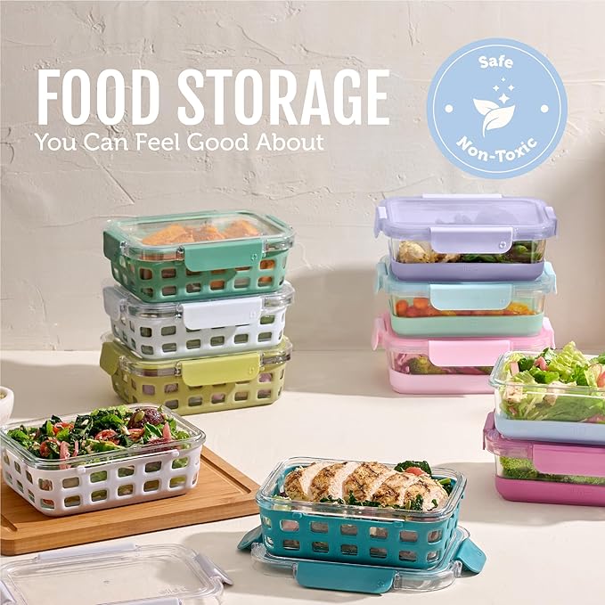 Ello Duraglass 3.4 Cup Meal Prep Sets 10Pc, 5 Pack Set- Glass Food Storage