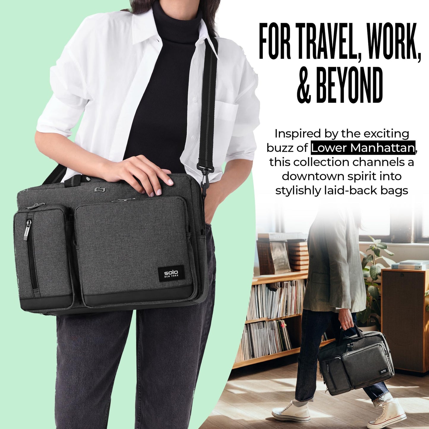 Solo New York Duane Hybrid Convertible Briefcase, Black