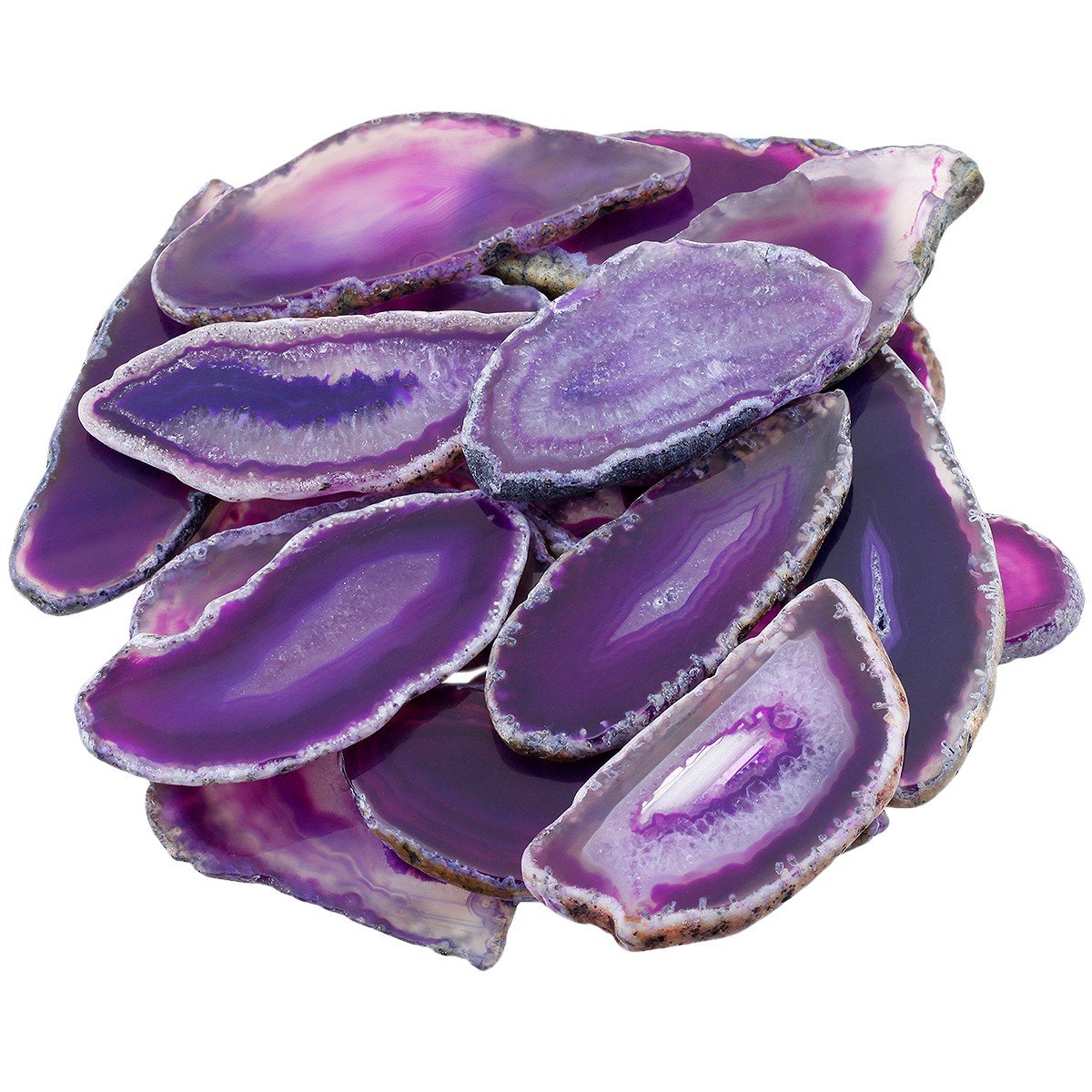 rockcloud 10 Pcs Agate Light Table Slices, Healing Crystals Geode Stones,Irregular Home Decoration Jewelry Making,Purple