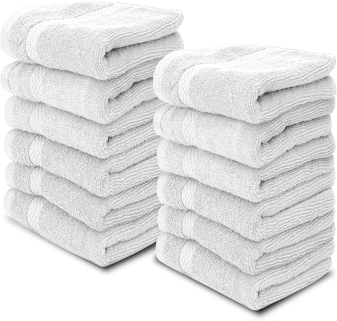 White Classic Luxury Cotton Washcloths 13x13 Inch
