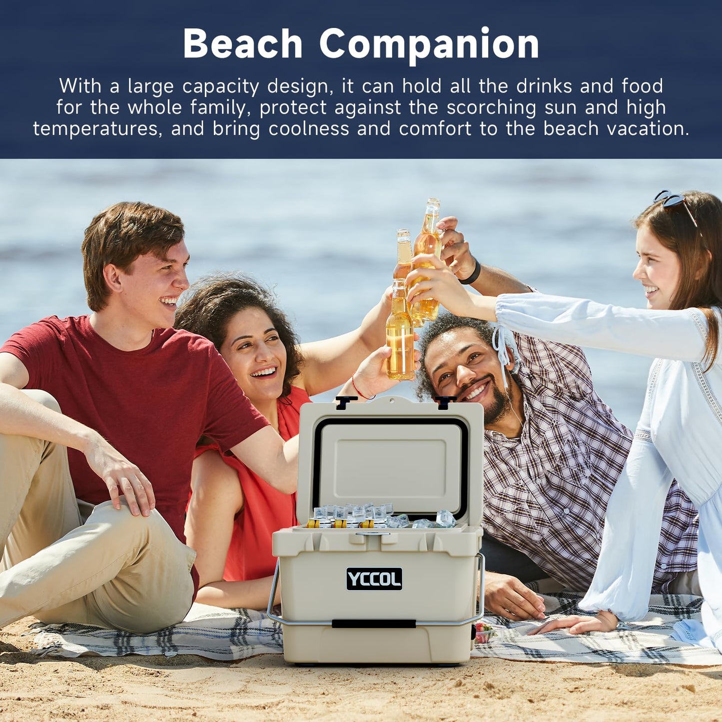 27 Quart Insulated Cooler - 72+ Hours Ice Retention, Large Capacity Cooler with Built-in Bottle Opener, Leak-Proof, Portable for Camping, Beach, Fishing, Barbecues & Outdoor Activities