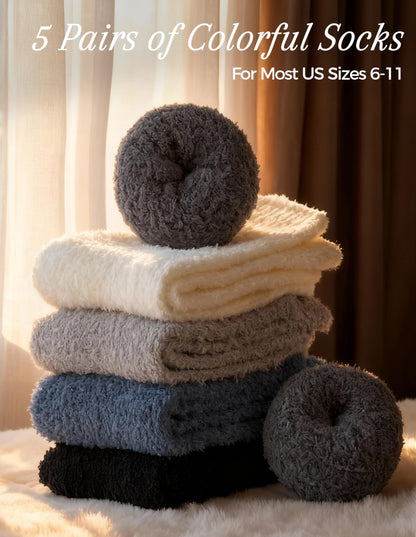 TEHOOK Warm & Cozy Valentines Gifts for Women, Fluffy Fuzzy Plush Sleeping Slipper Socks - Soft Warm Fabric