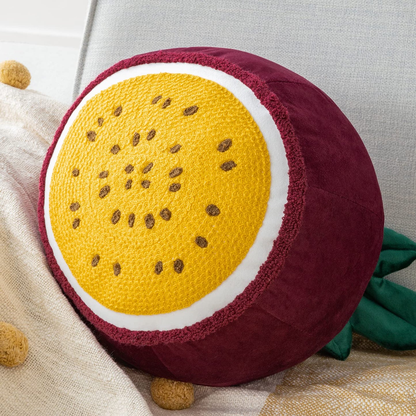 Phantoscope Papaya Shaped Throw Pillow, Fruit Themed Cushion for Couch, Bed and Chair, Pink, 10 x 15 inches