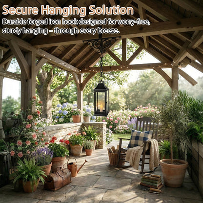 SwallowLiving Black Outdoor Lanterns Set of 2, 19.5" & 13.3" Farmhouse Large Metal Decorative Candle Lanterns with Tempered Glass for Patio, Fireplace, Table Centerpiece & Indoor Decor (No Candle)