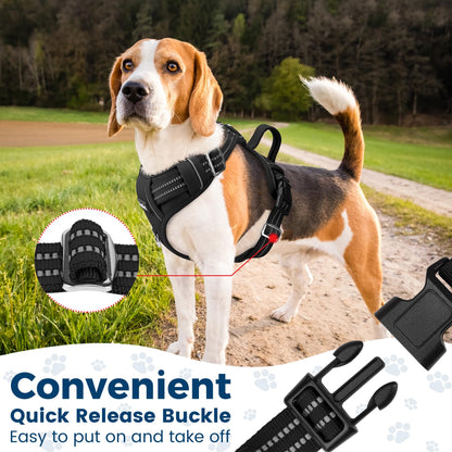 Funfox Dog Harness Medium No Pull, Adjustable Dog Harness with Handle Reflective Strips for Walking, Anti Pull Breathable Padded Pet Vest Front Clip Easy Control Small Large Breed Black M