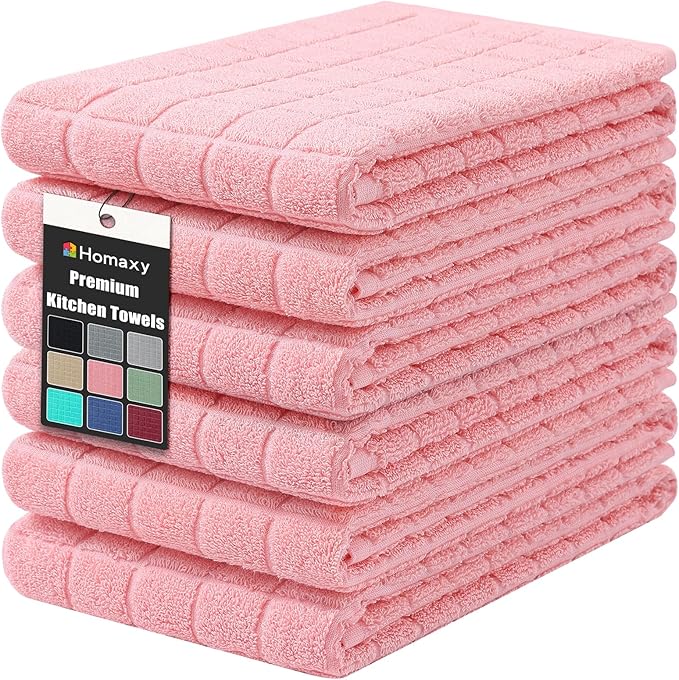 Homaxy Premium Cotton Kitchen Towels 16"x 28", Large Natural Ring Spun 390 GSM