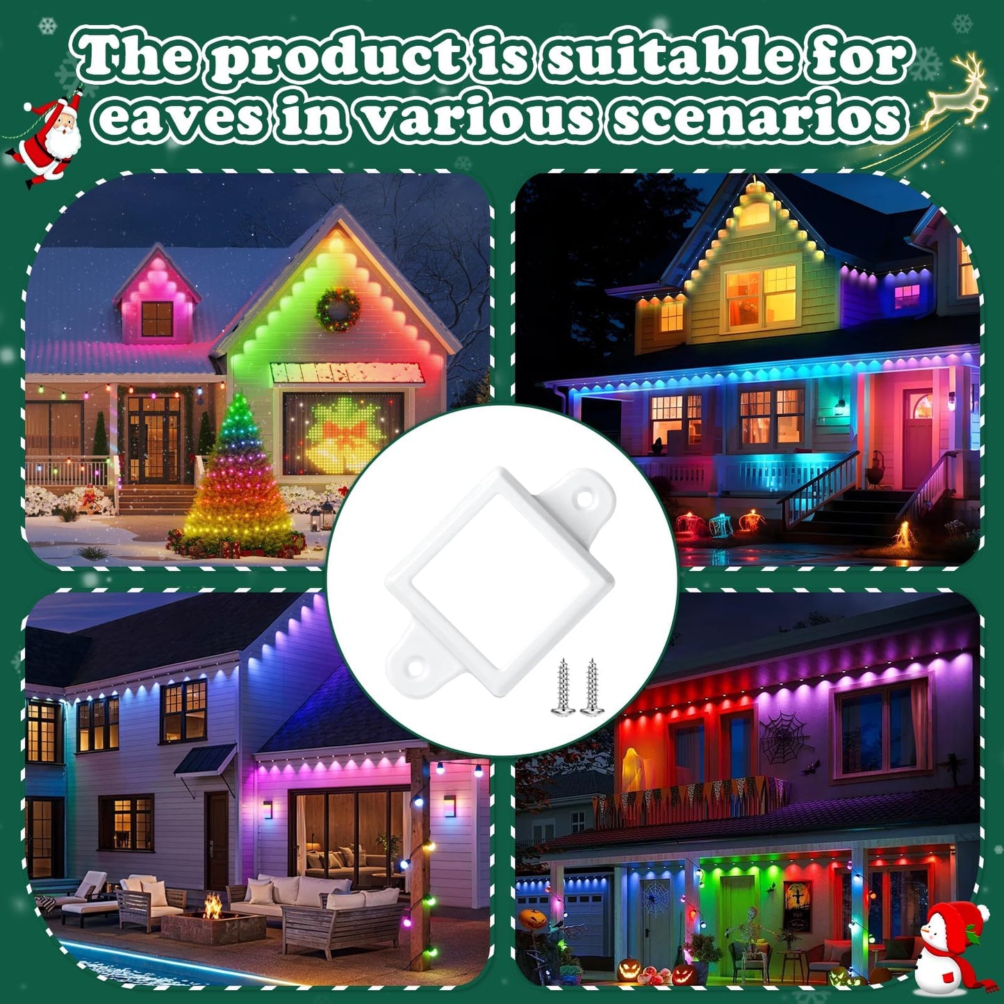 45 Sets Light Clips Compatible with Govee H705A/B/C/H805 Permanent Outdoor Lights,Outdoor Waterproof Light Mounting Bracket Clip with Screws(Not Compatible with Pro Version Outdoors Lights)