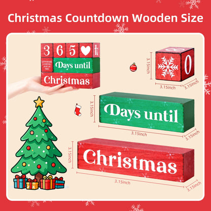 Gleegreets 365 Days Christmas Countdown Wooden Tiered Tray Decor, Activities Decision Dice Decorations Gifts for Home, Winter Table Centerpiece for Party Kitchen Office