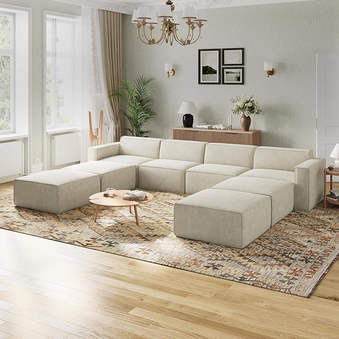 Novilla 151.2" Modular Sectional Sofa, No Assembly Cloud Sectional Couch