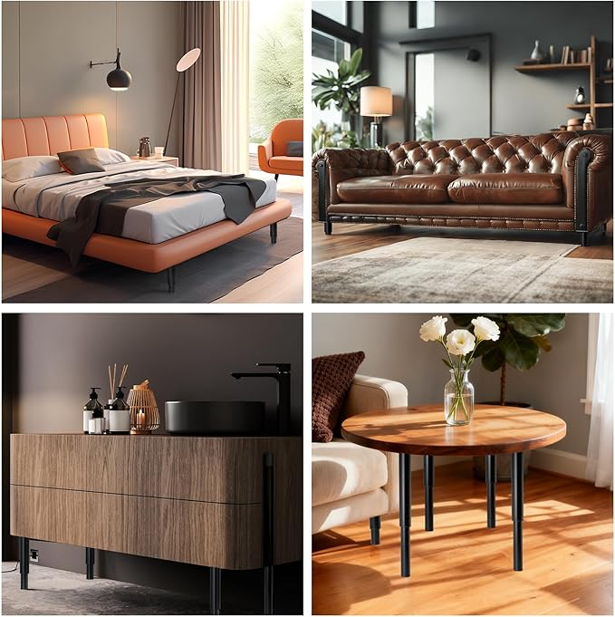 4-piece Adjustable Furniture Legs Set, Adjustable in Height from 4.72 inches to