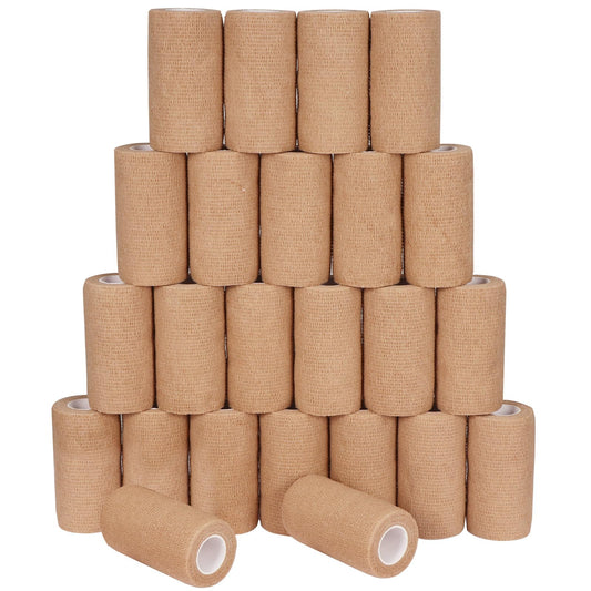 24 Pack Self Adhesive Bandage Wrap, 4” x 5 Yards Cohesive Medical Tape Elastic Wrap for Sports, Ankle, Wrist Sprains, Pet First Aid