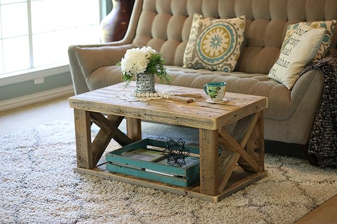 Doug and Cristy Designs Natural Wooden X Leg Coffee Table