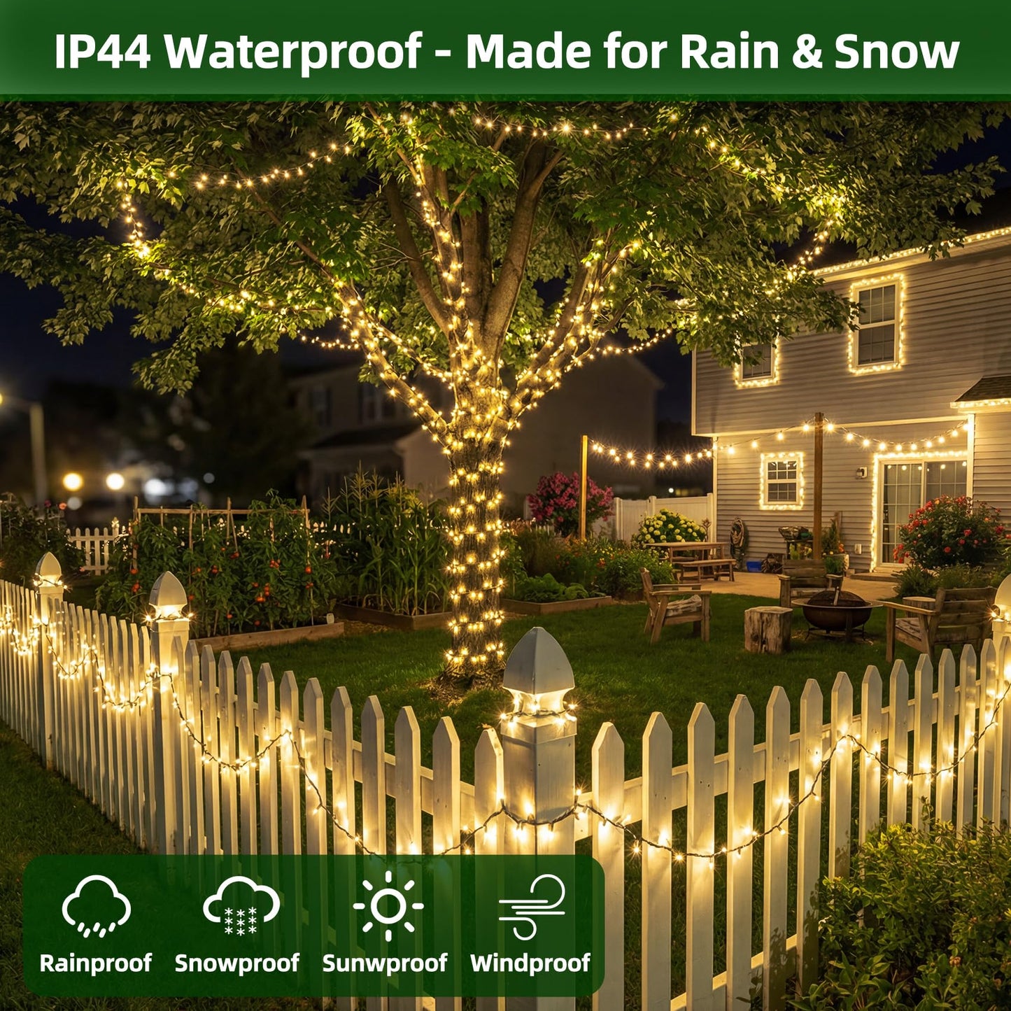 QUHUATU 750 LED 240FT Christmas Lights Outdoor,12 Lighting Modes Christmas String Lights with Timer, Dimmable Warm White LED StringLights Waterproof for Yard Tree Wedding Party Holiday Warm White