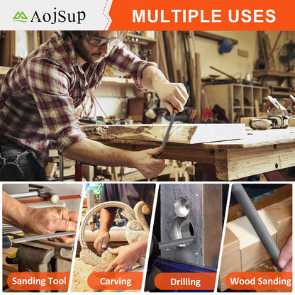 AojSup 17Pcs Metal File Set, Professional Files Tools, Premium Metal Files with Suitcase, 4X Large Files - Flat/Triangle/Half-Round/Round File&12x Needle Files, Perfect for Wood, Metal&DIY Project