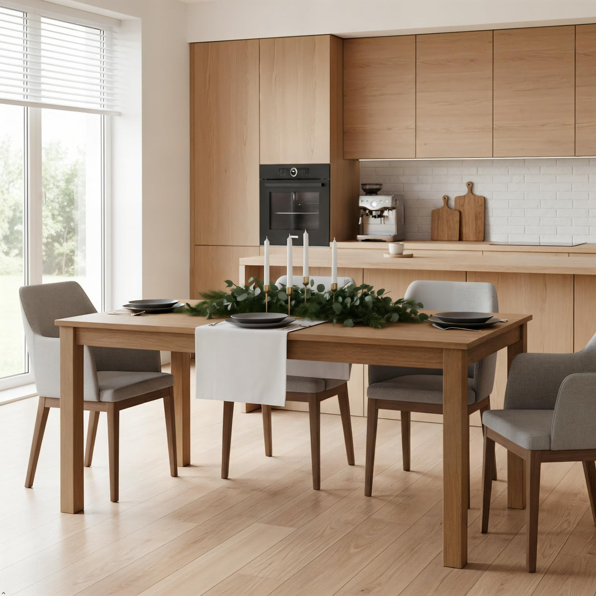Grain & Grove Davie 60 Inch Rectangular Dining Table, Wooden Table for Kitchen/Dining Room, Home Office, Living Room Furniture, Pecan