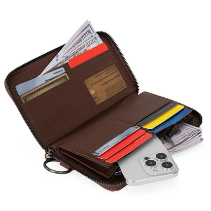 Montana West × Wrangler Wristlet Western Wallet Boho Aztec Credit Card Holder for Women, 2203 Light Coffee, L, Minimalist