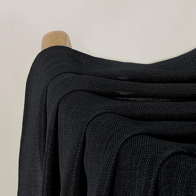 Chyhomenyc Black Semi Sheer Curtains 84 Inches Long 2 Panels Set, Light