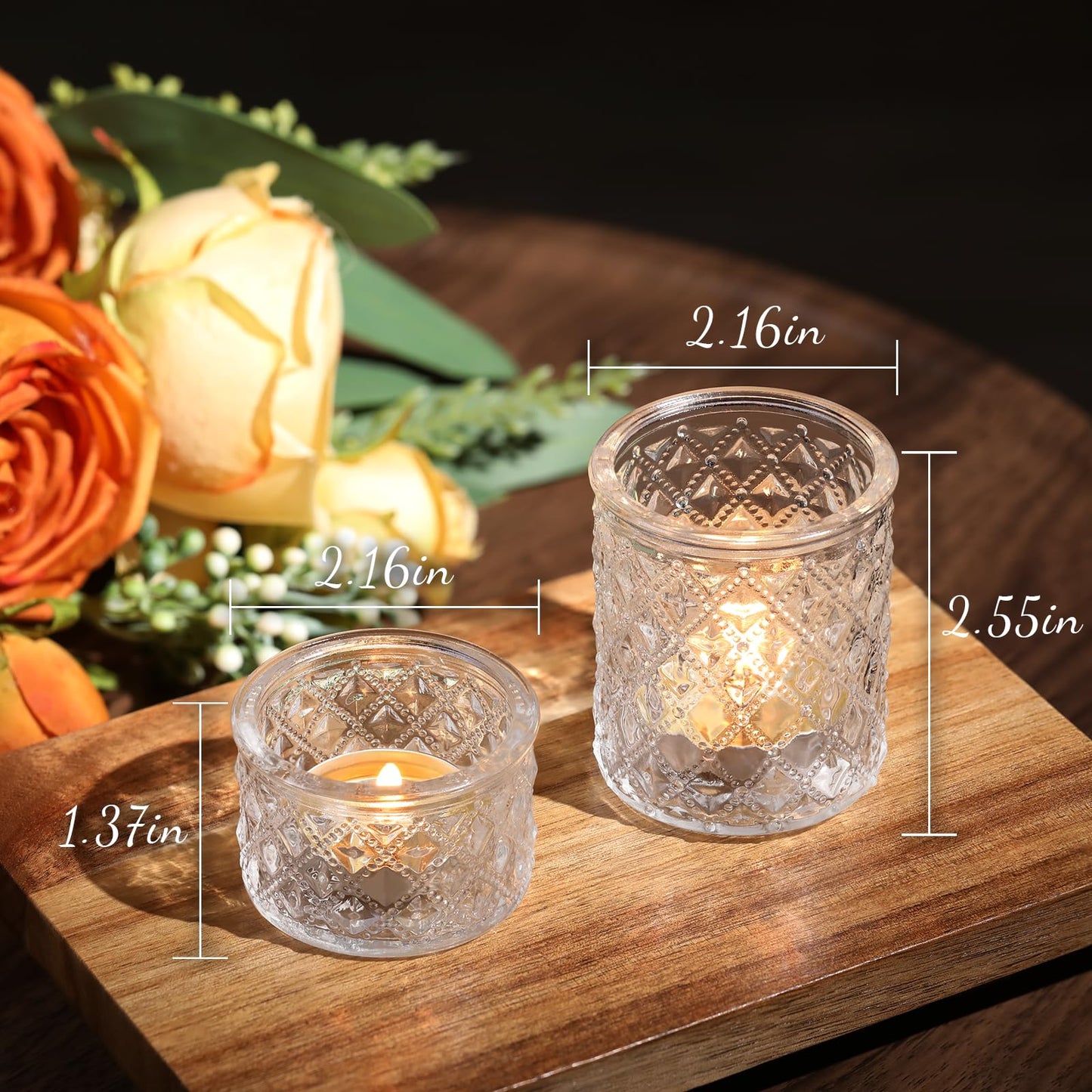 MATAHUM 20 Pcs Clear Tealight Candle Holders, Glass Votive Candle Holders Bulk, 2 Sizes for Wedding Table Centerpieces, Bridal Shower, Baby Shower, Birthday Party Decorations